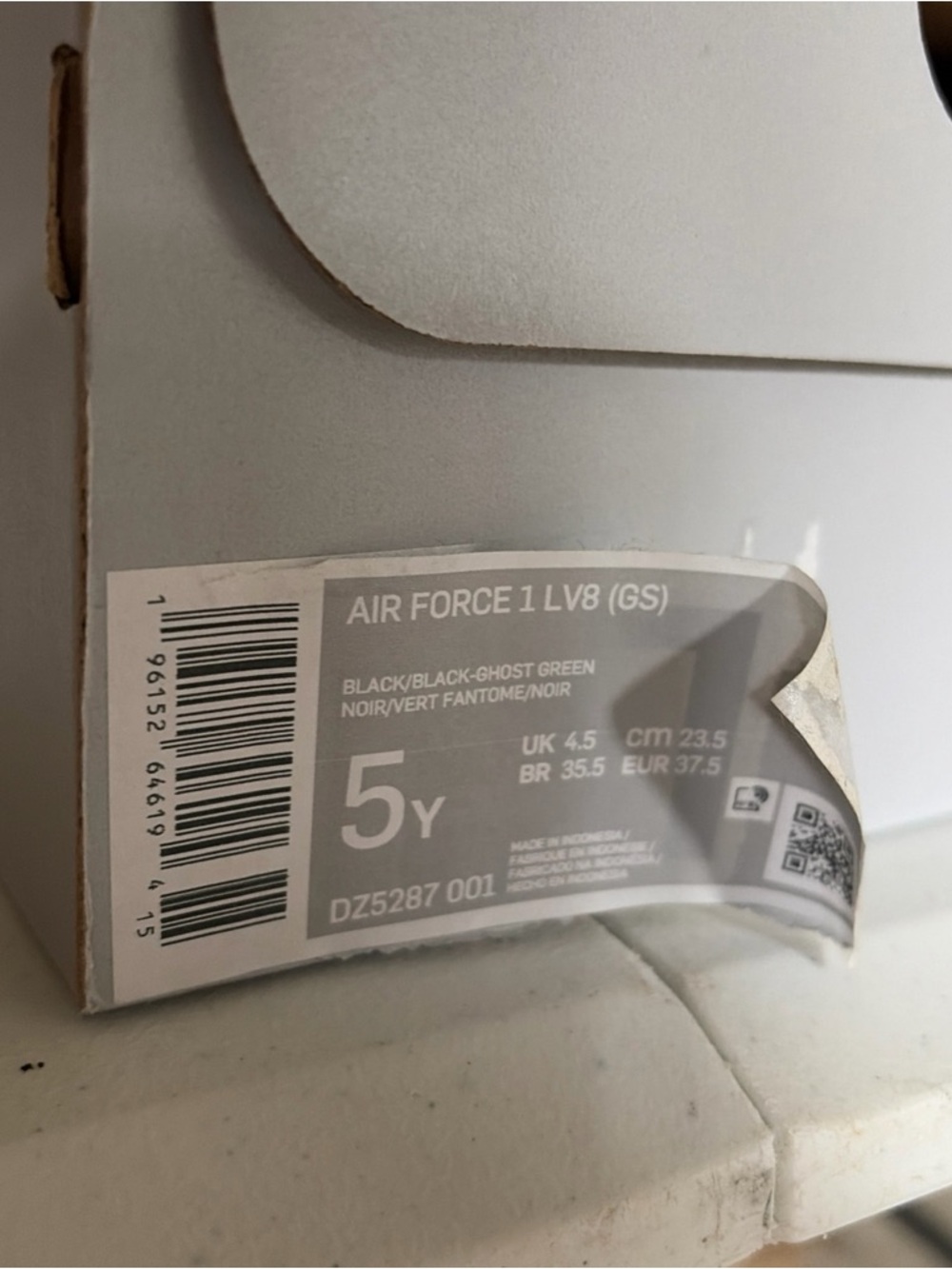 Nike Air Force 1 LV8 GS Halloween - Black Ghost Green - Size 5Y - Picture 6 of 6